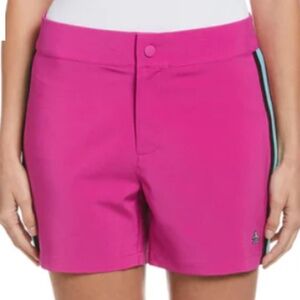 Penguin Contrast Seam Side Snap Golf Shorts Fuchsia Red 4.5" Inseam